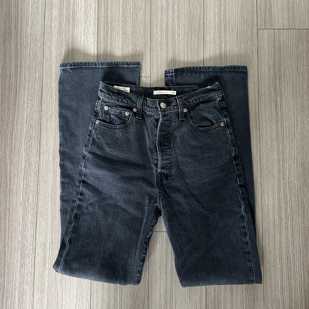 Levi's Ribcage Boot Cut Black Jeans Size 26 - Picture 6 of 11